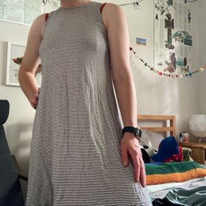 Black and white striped tank top dress